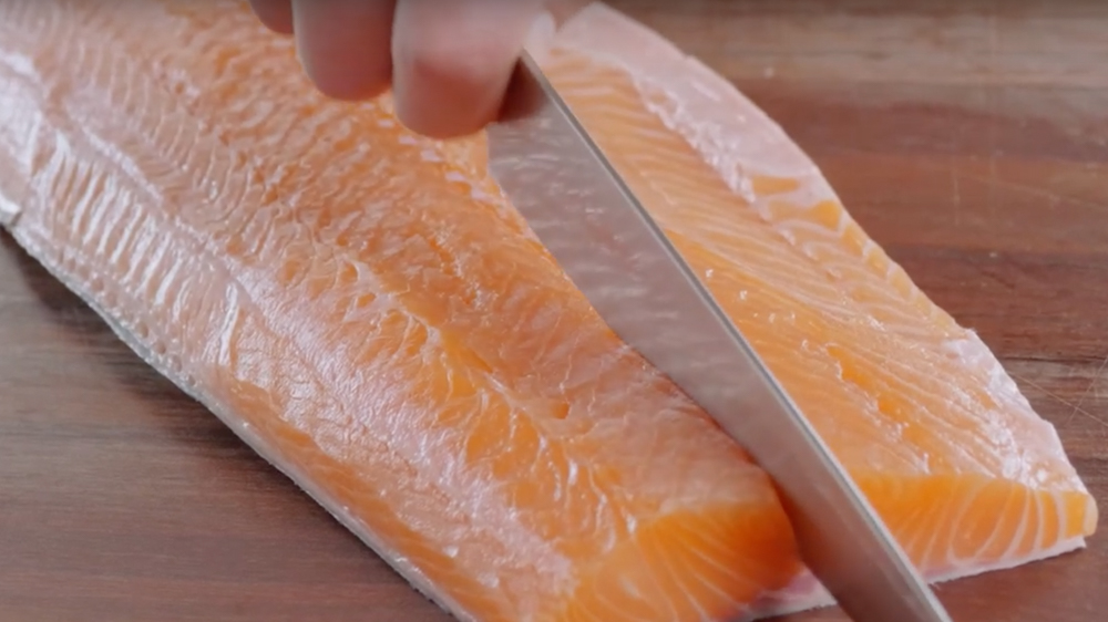 Filleting a salmon