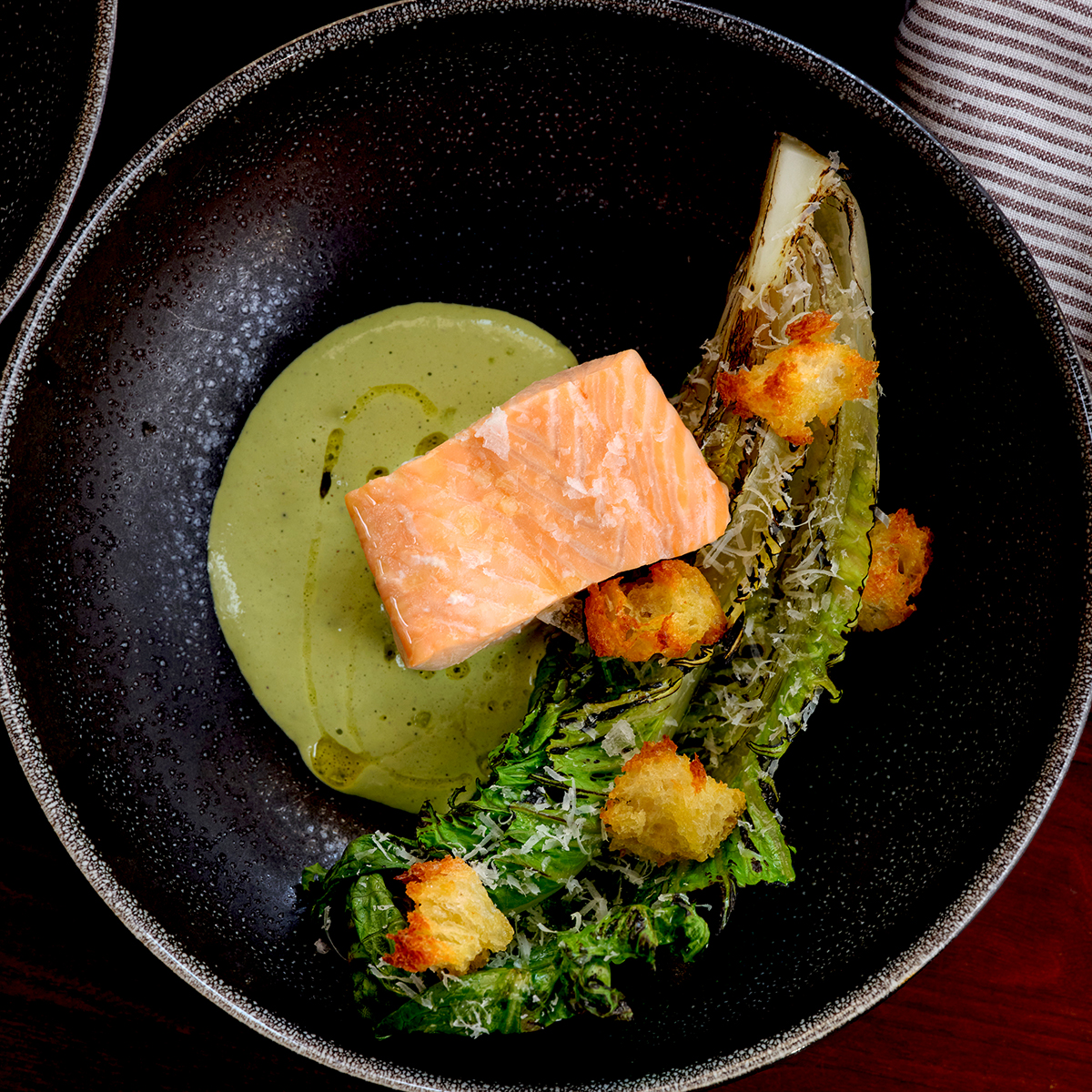 Chiklean Salmon Ceasar Salad Plated 4×4